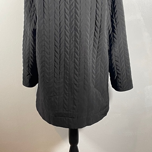 Black Burgundy Full Zip Up Quilted Reversible Straight Cut Long Sleeve Jacket L - Picture 8 of 9